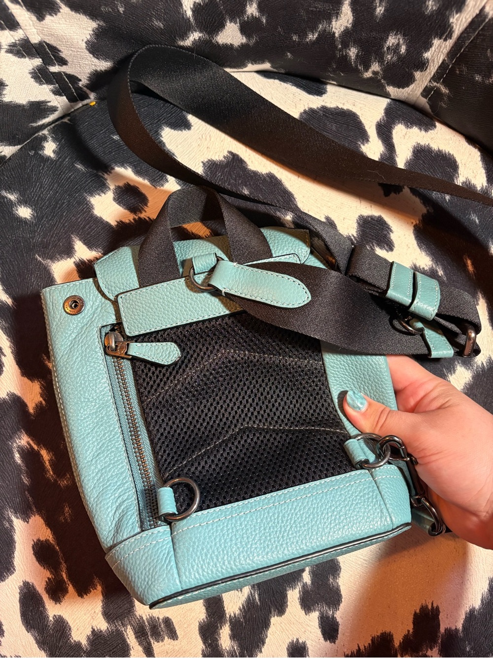 Coach Pebbled Leather Mini Backpack - Aqua - Picture 3 of 6